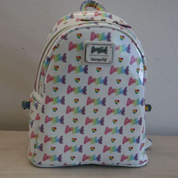 Loungefly Lisa Frank Logo Heart Detachable Rainbow Bag Mini Backpack - Picture 9 of 16